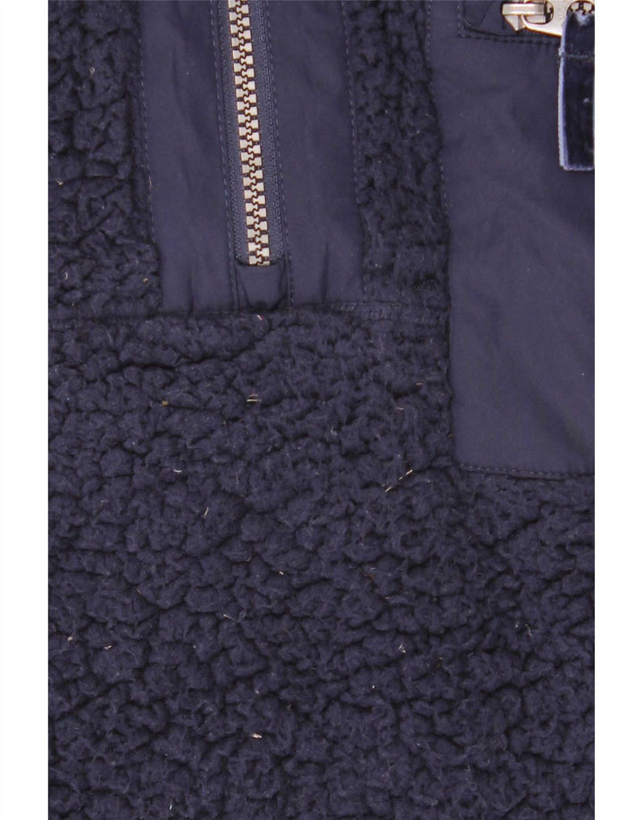 Joules Womens Zip Neck Fleece Jumper UK 14 Large Navy Blue Polyester