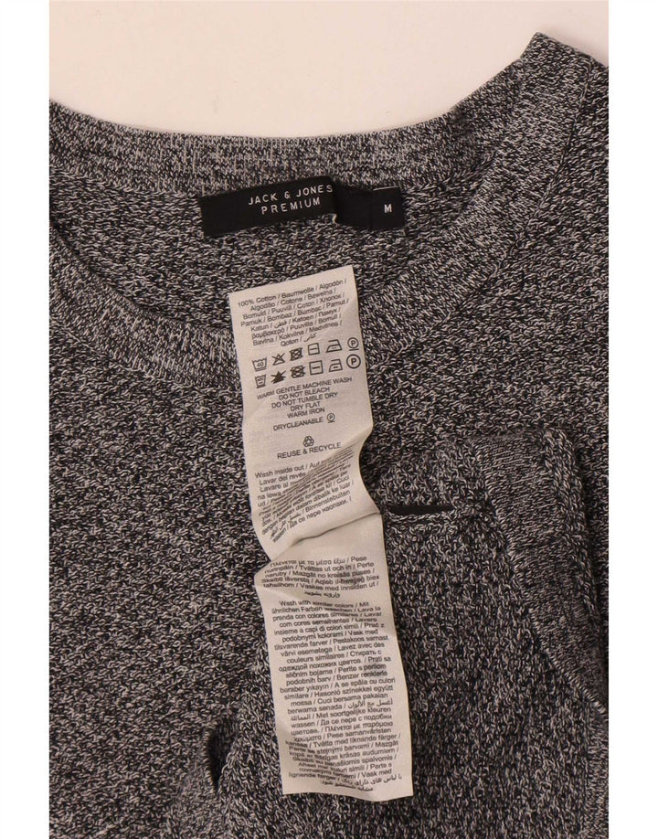 Jack & Jones Mens Top Long Sleeve Medium Grey Flecked Cotton
