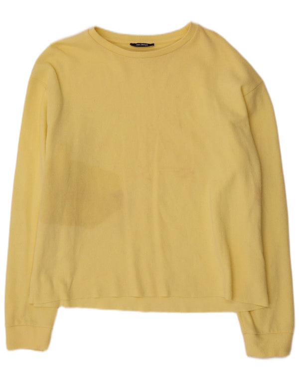 Zara Womens Top Long Sleeve UK 16 Large Yellow