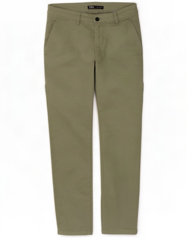 Zara Mens Slim Chino Trousers EU 42 Large W32 L29 Green Cotton