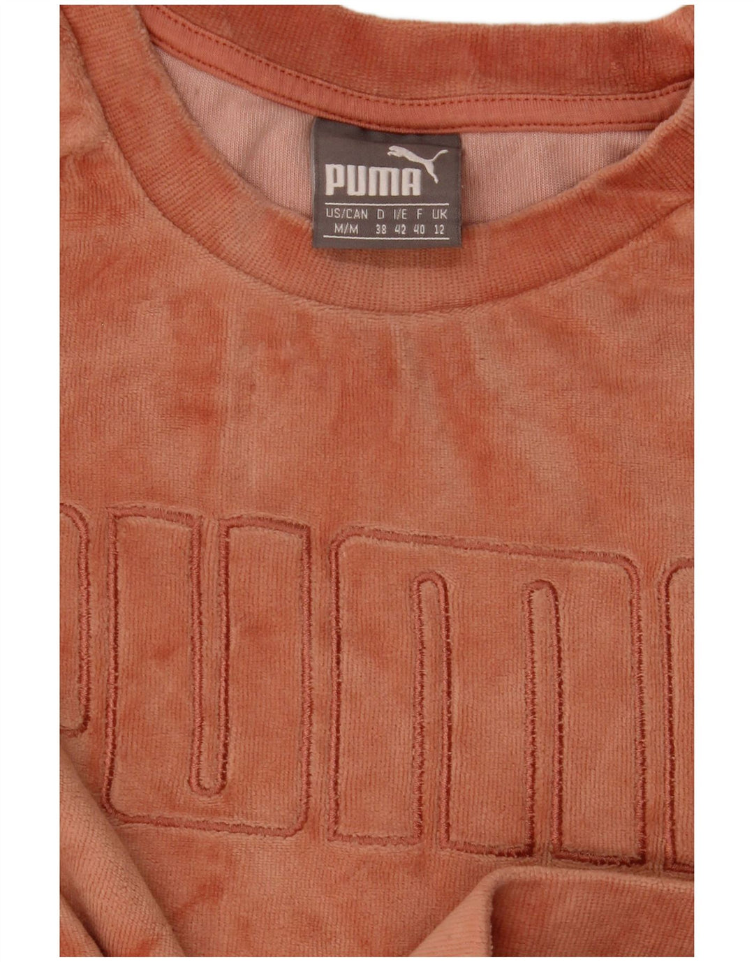 Puma Womens Graphic Velvet Sweatshirt Jumper UK 12 Medium Orange