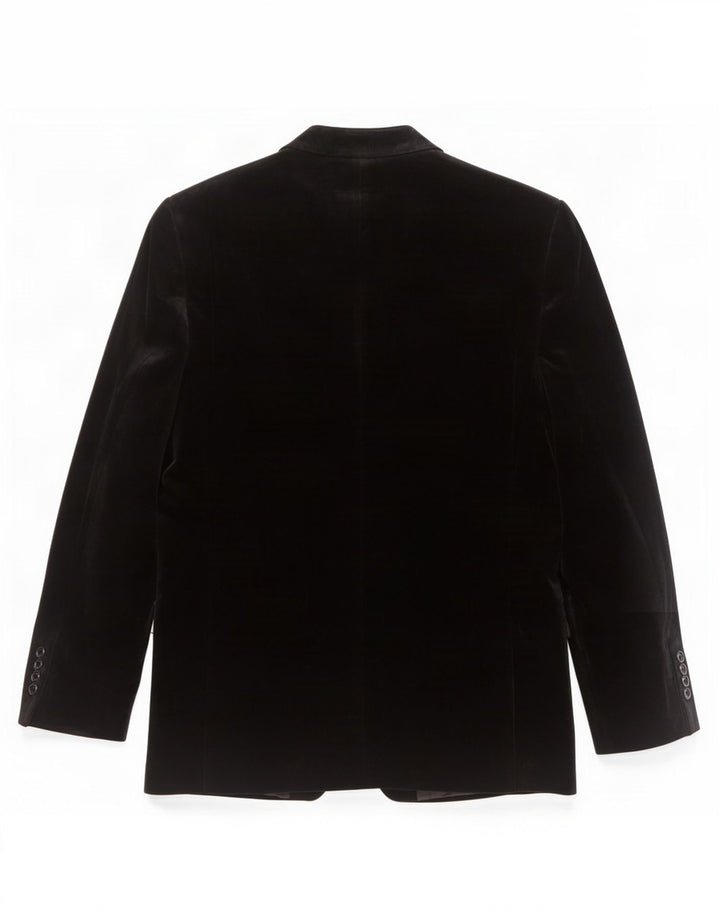 Zara Mens 2 Button Velour Blazer Jacket EU 50 Medium Black Cotton