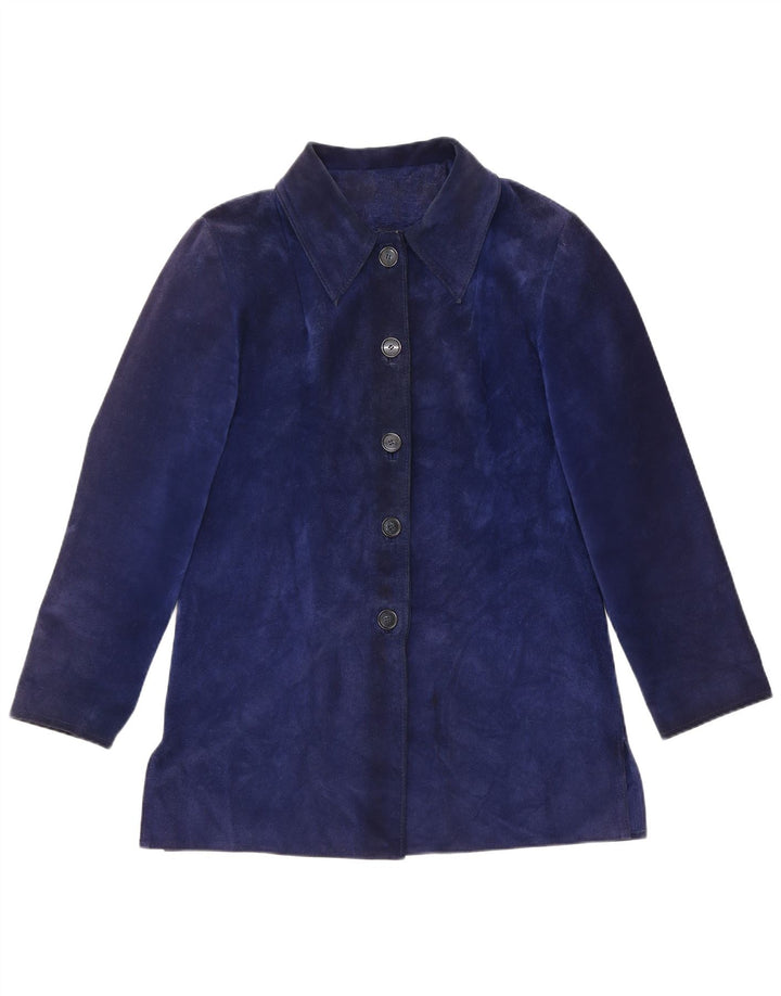 Vintage Womens Suede Jacket UK 12 Medium Navy Blue