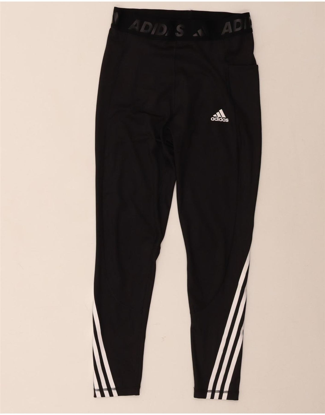 Adidas Womens Tech Fit Graphic Leggings UK 12 /14 Medium  Black Polyester