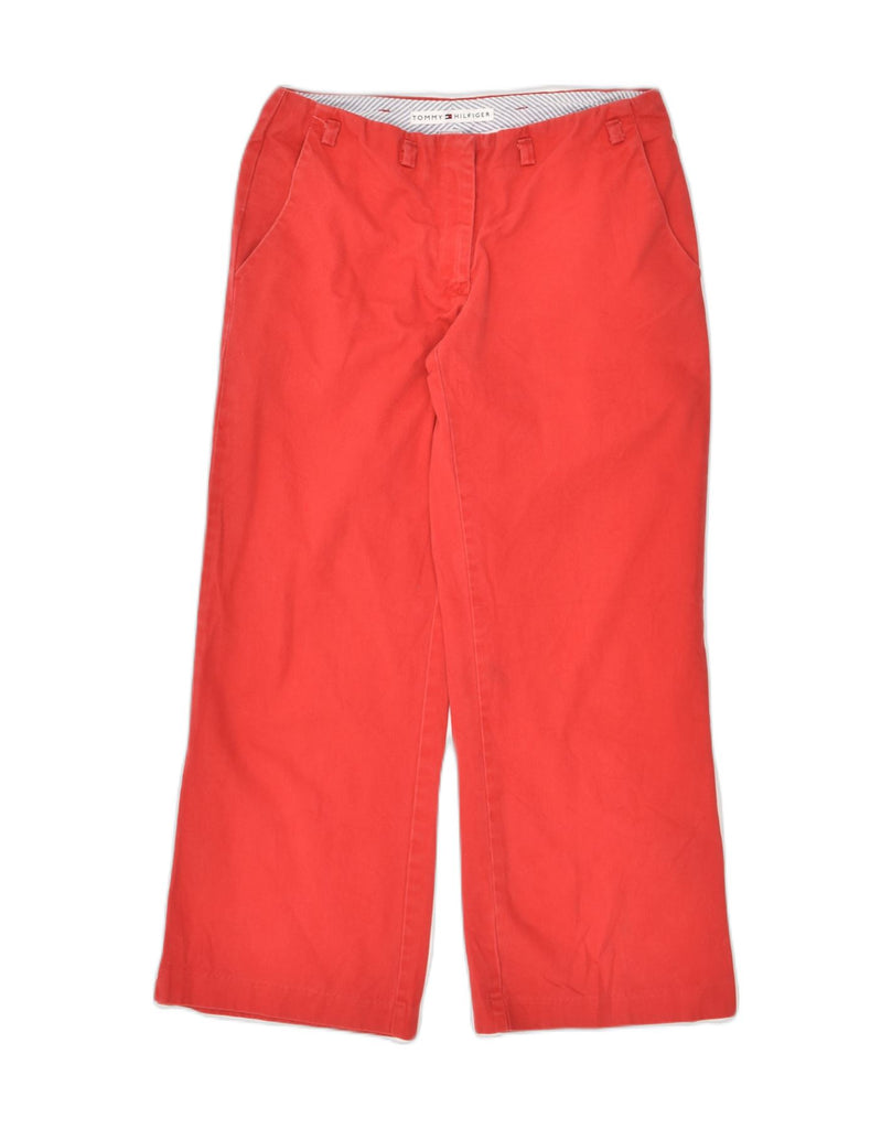 TOMMY HILFIGER Womens Straight Cropped Trousers US 0 XS W29 L24 Red Cotton | Vintage Tommy Hilfiger | Thrift | Second-Hand Tommy Hilfiger | Used Clothing | Messina Hembry 