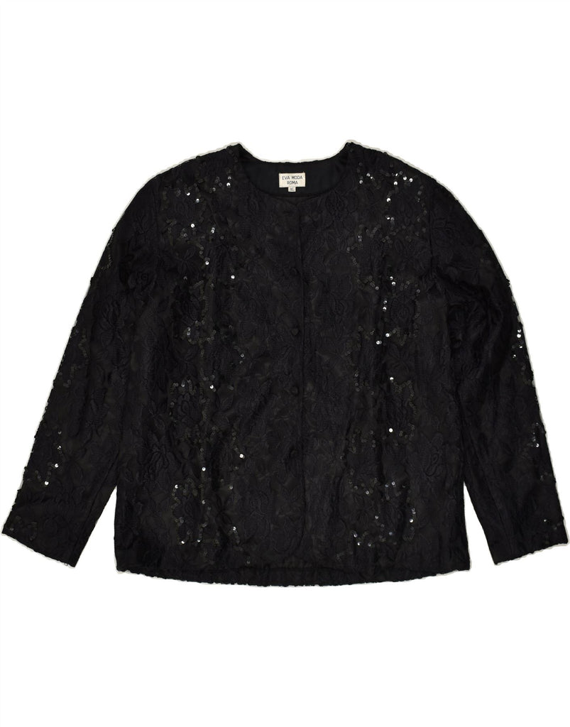 VINTAGE Womens 4 Button Blazer Jacket UK 18 XL Black Floral | Vintage Vintage | Thrift | Second-Hand Vintage | Used Clothing | Messina Hembry 