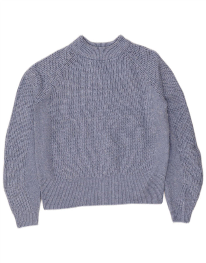 Marks & Spencer Womens Oversized Turtle Neck Jumper Sweater UK 6 XS Blue