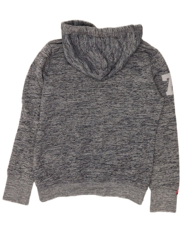Superdry Womens Graphic Hoodie Jumper UK 16 Large Grey Flecked Cotton