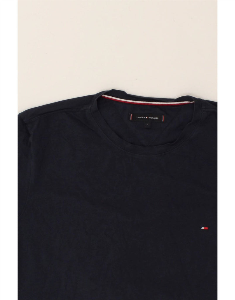 TOMMY HILFIGER Mens T-Shirt Top Large Navy Blue Cotton Vintage Tommy Hilfiger and Second-Hand Tommy Hilfiger from Messina Hembry 