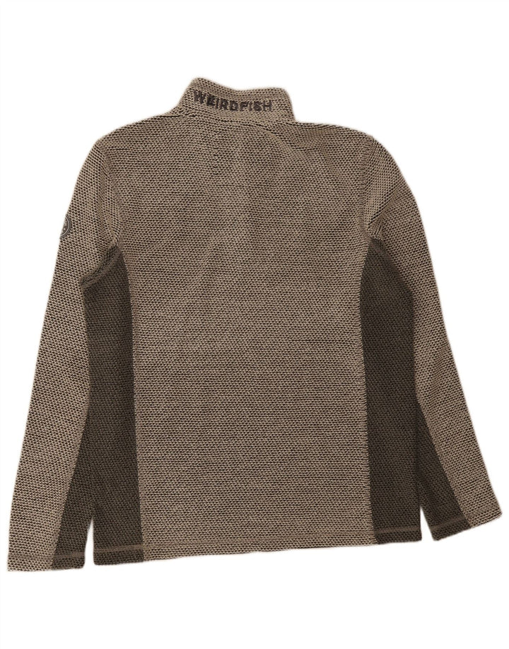 Weird Fish Mens Graphic Zip Neck Sweatshirt Jumper Medium Grey Colourblock