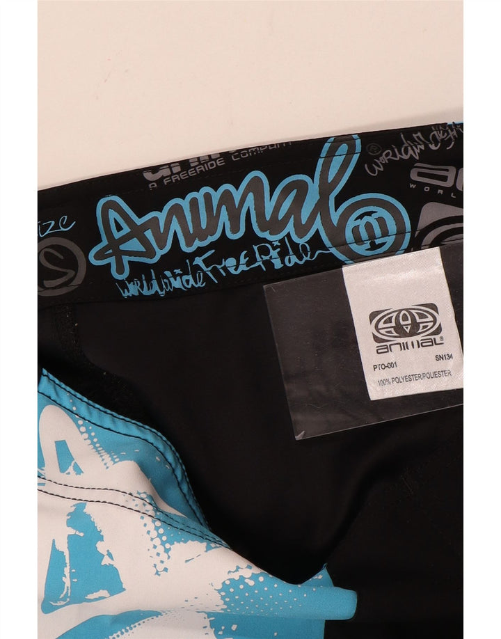 Animal Mens Graphic Swimming Shorts Small Black Colourblock Polyester