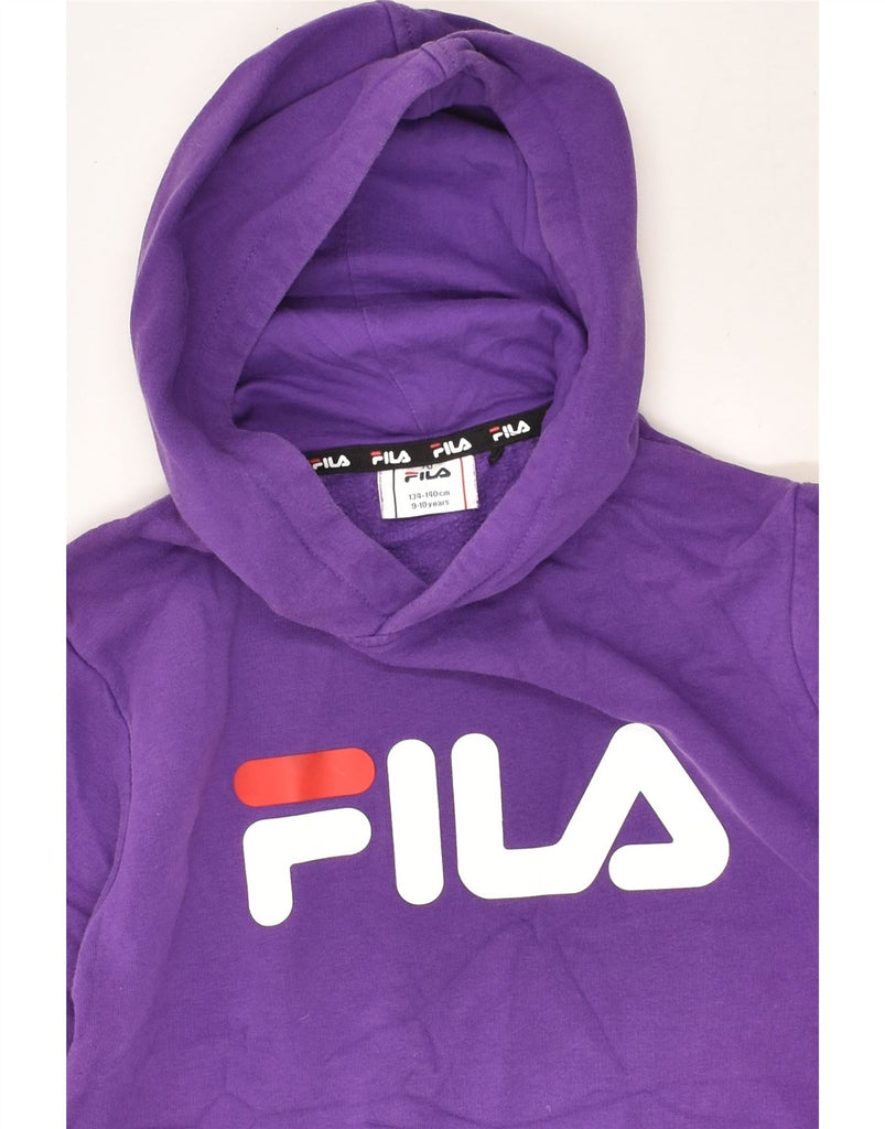 FILA Boys Graphic Hoodie Jumper 9-10 Years Purple Cotton | Vintage Fila | Thrift | Second-Hand Fila | Used Clothing | Messina Hembry 