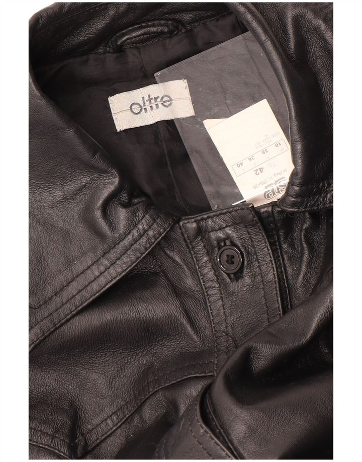 OLTRE Womens Leather Jacket UK 10 Small Black Leather