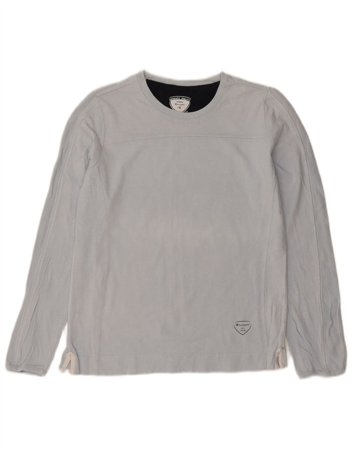 Champion Womens Easy Fit Top Long Sleeve UK 10 Small Blue Cotton