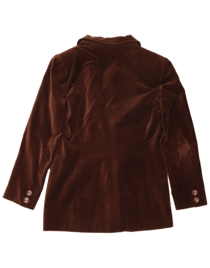 Express Womens Double Breasted Velvet Blazer Jacket UK 14 Large Brown