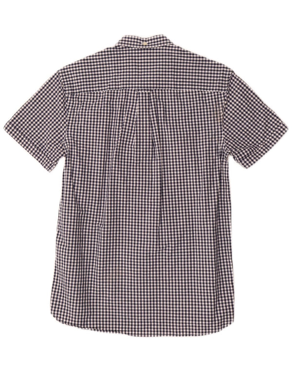 Lyle & Scott Mens Short Sleeve Shirt Small Blue Gingham Cotton Classic