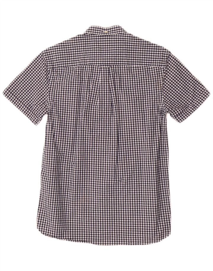 Lyle & Scott Mens Short Sleeve Shirt Small Blue Gingham Cotton Classic