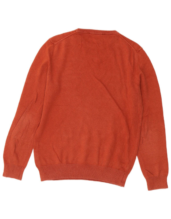 CREW CLOTHING Mens Crew Neck Jumper Sweater Small Orange Cotton