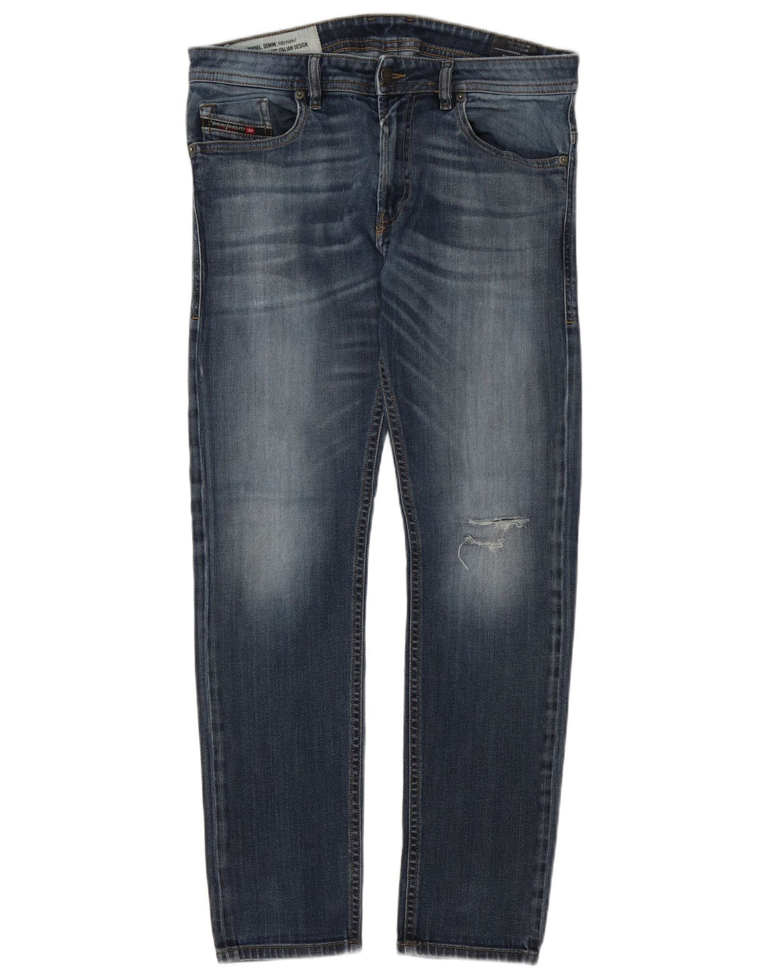 Diesel Mens Distressed Slim Jeans W32 L32 Blue Cotton