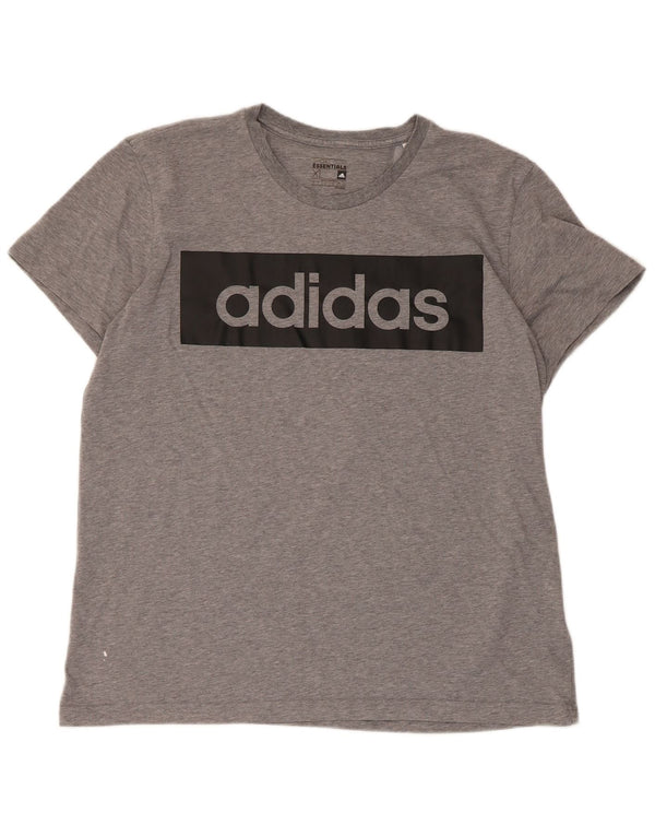 Adidas Mens Climalite Graphic T-Shirt Top XL Grey Flecked Cotton