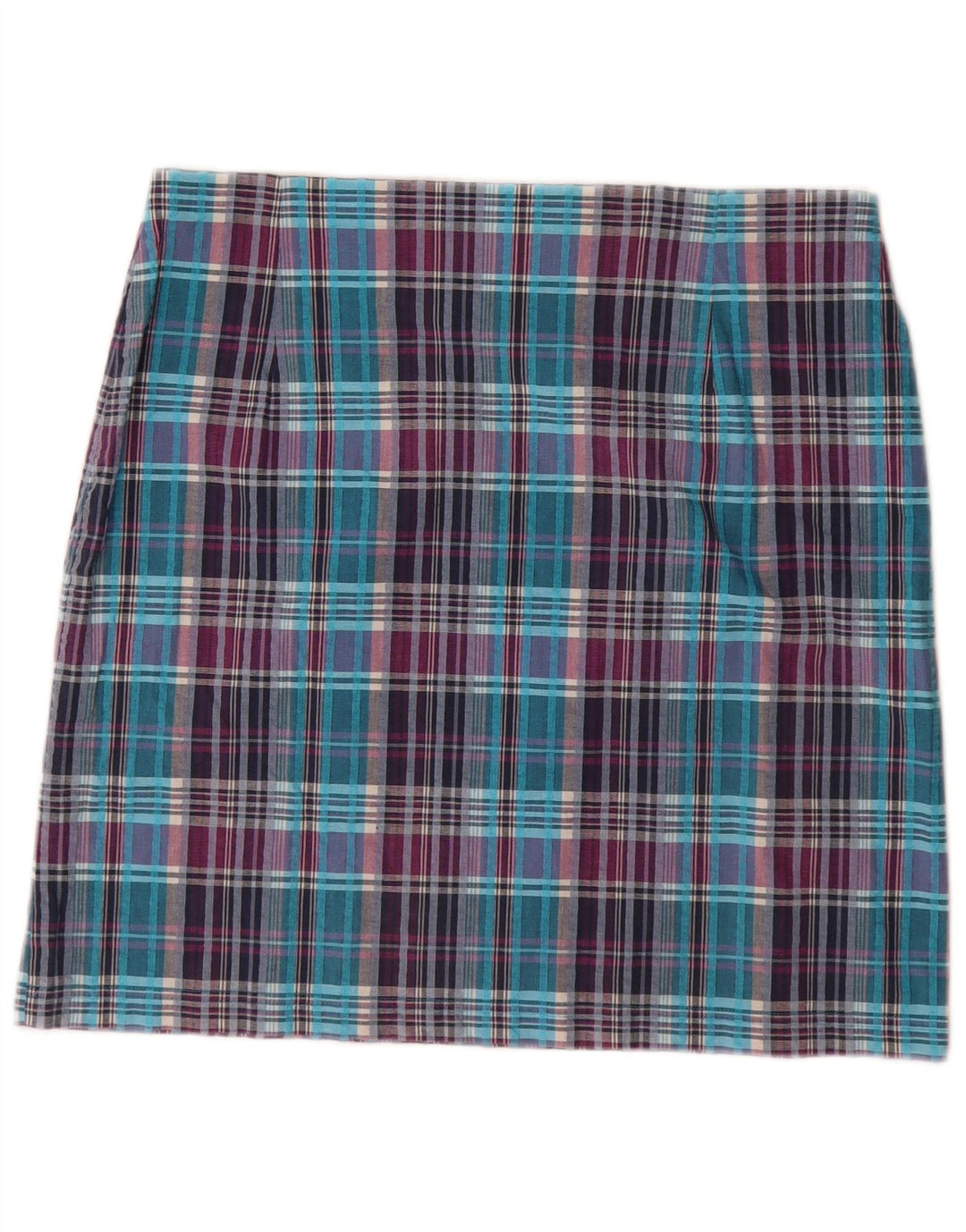 Marks & Spencer Womens Mini Skirt UK 18 XL W38  Blue Check Cotton