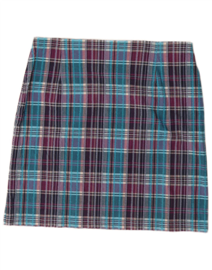 Marks & Spencer Womens Mini Skirt UK 18 XL W38  Blue Check Cotton