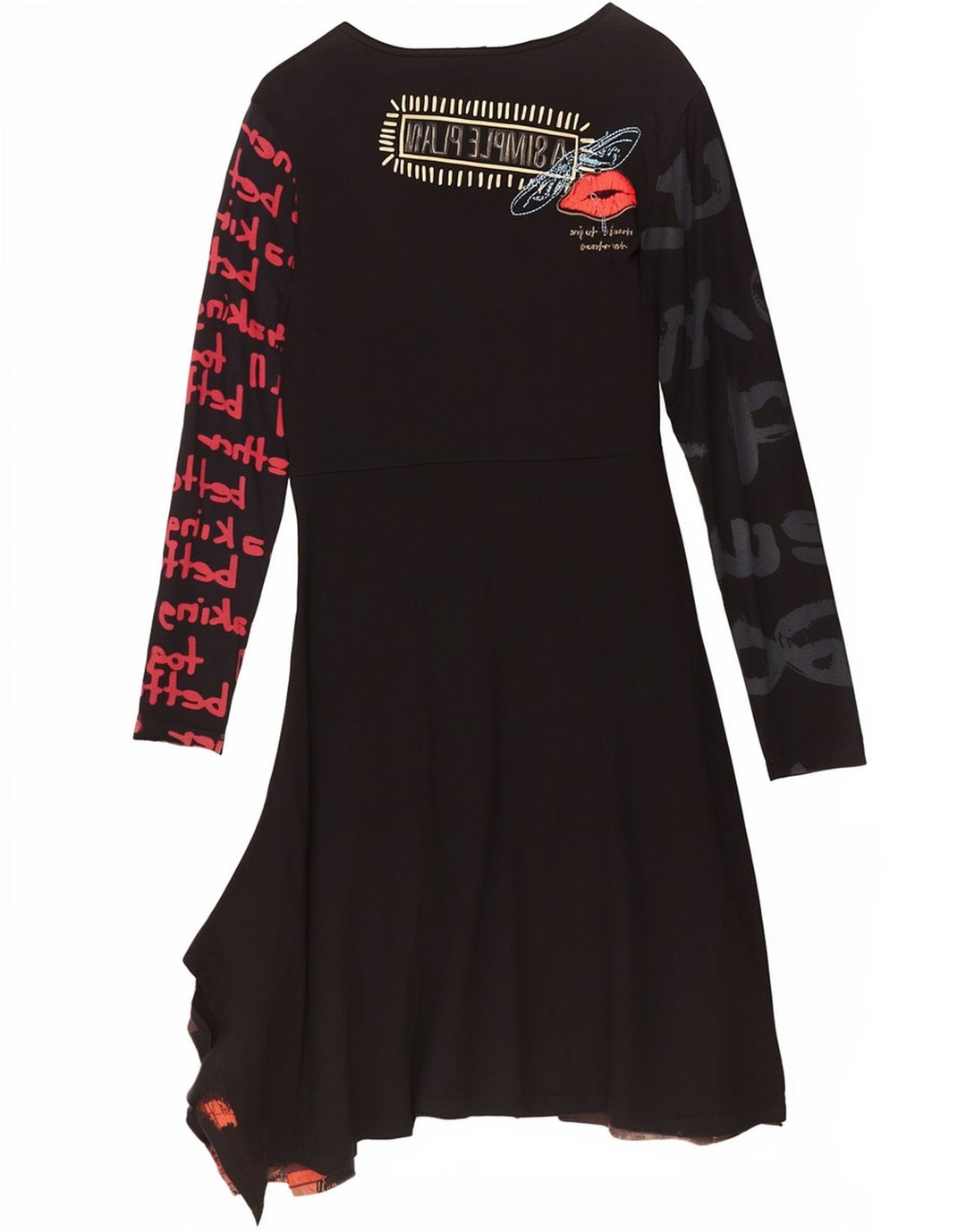 Desigual Womens Graphic Asymmetrical Dress UK 18 XL Black Patchwork