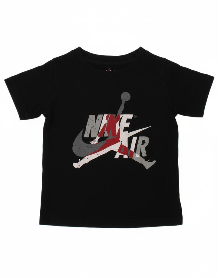 JORDAN Boys Graphic T-Shirt Top 4-5 Years Small Black Cotton
