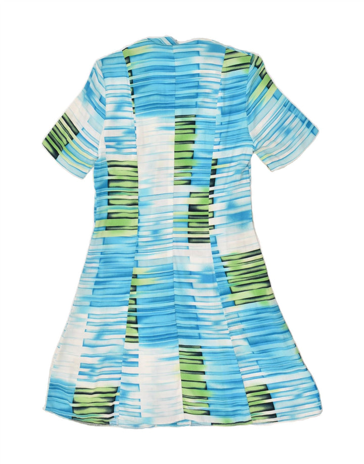 VINTAGE Womens Abstract Pattern Basic Dress EU 38 Medium Blue Viscose | Vintage Vintage | Thrift | Second-Hand Vintage | Used Clothing | Messina Hembry 