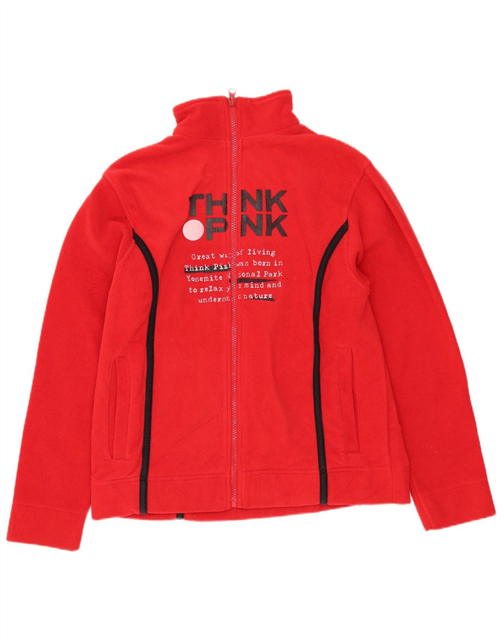 Think Pink Girls Graphic Fleece Jacket 11-12 Years Red Polyester