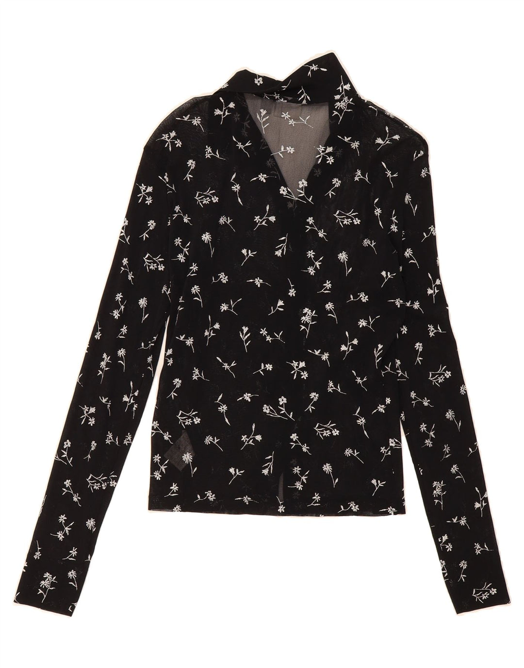ESPRIT Womens Shirt Blouse UK 16 Large Black Floral Nylon Vintage Esprit and Second-Hand Esprit from Messina Hembry 