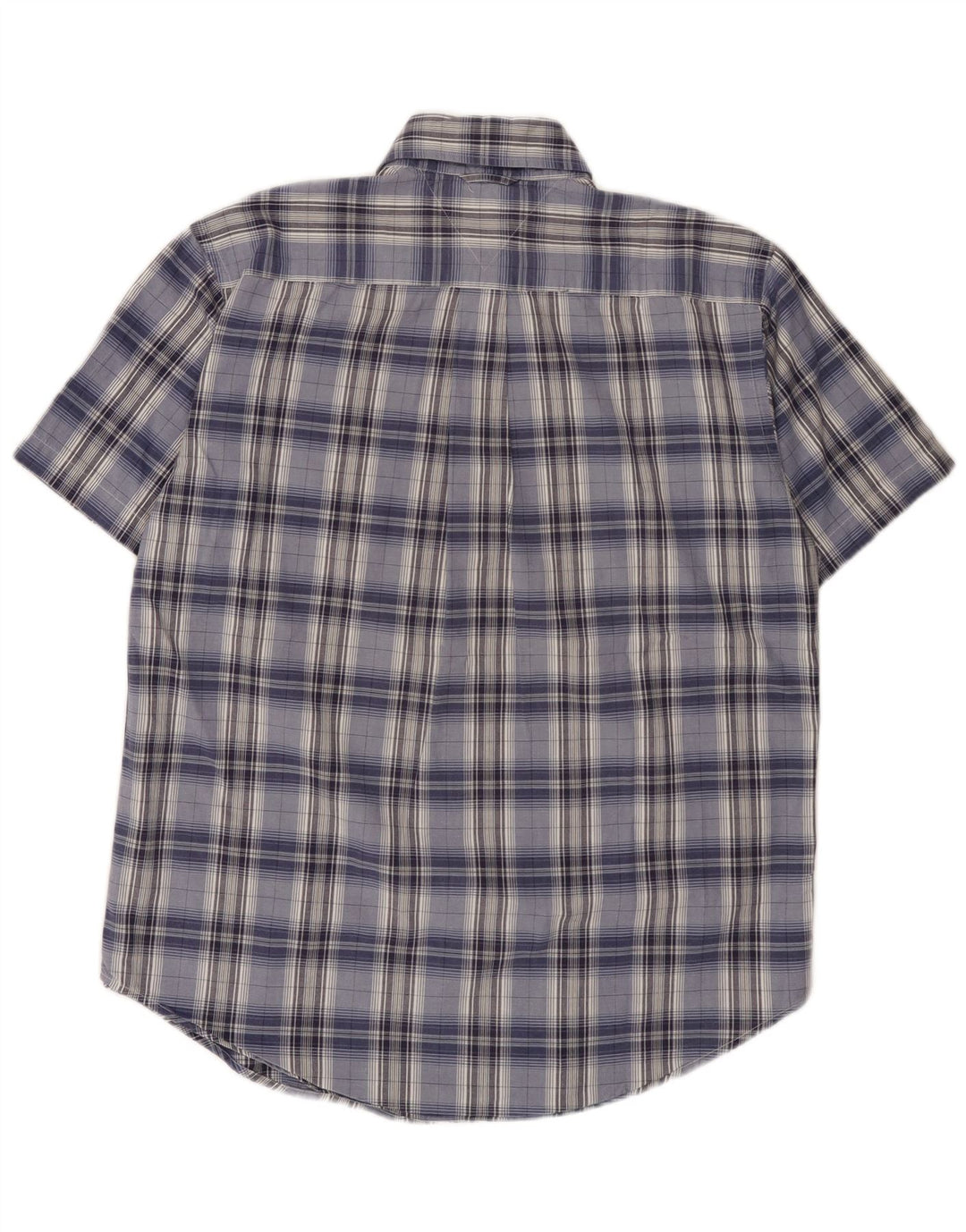 Tommy Hilfiger Mens Short Sleeve Shirt Medium Blue Check Cotton