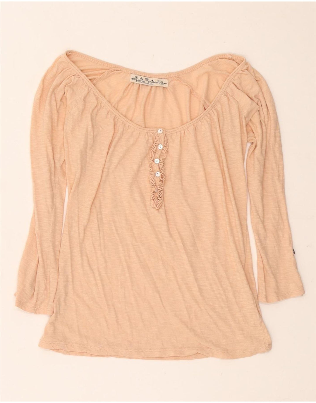 Zara Womens Top Long Sleeve UK 12 Medium Pink Flecked