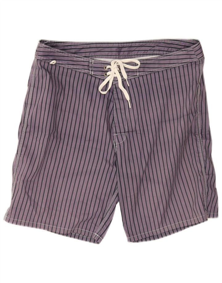Sundek Mens Swimming Shorts Large Purple Pinstripe Polyester