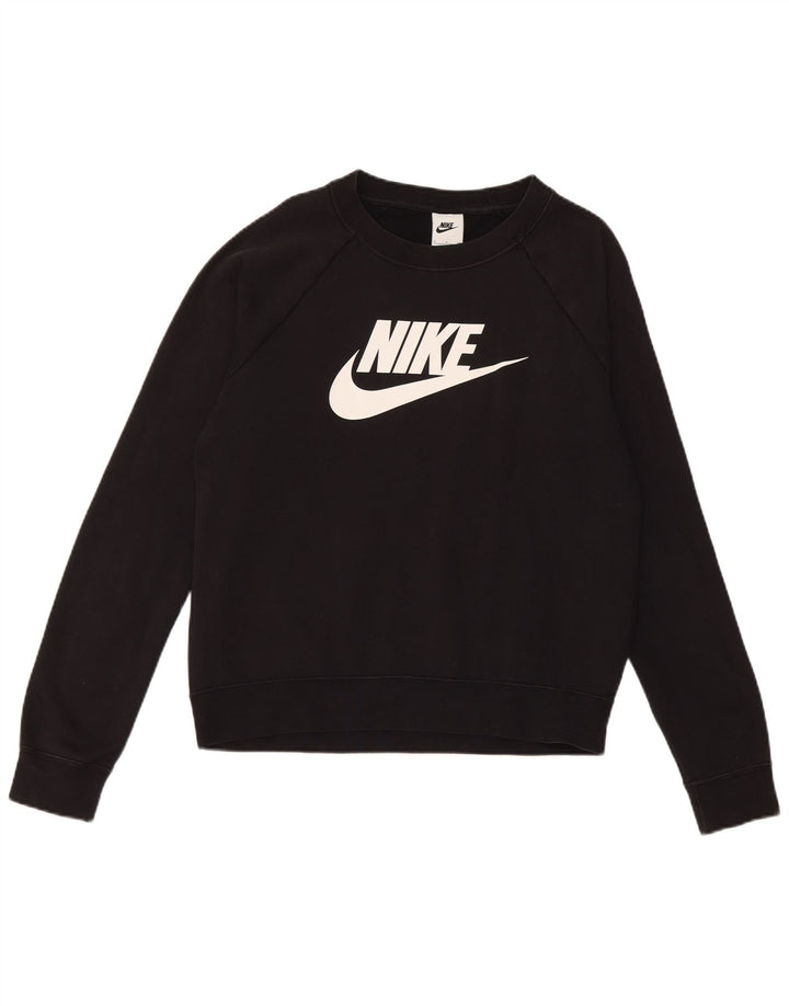 Nike Womens Graphic Oversized Sweatshirt Jumper UK 12 Small Black Cotton
