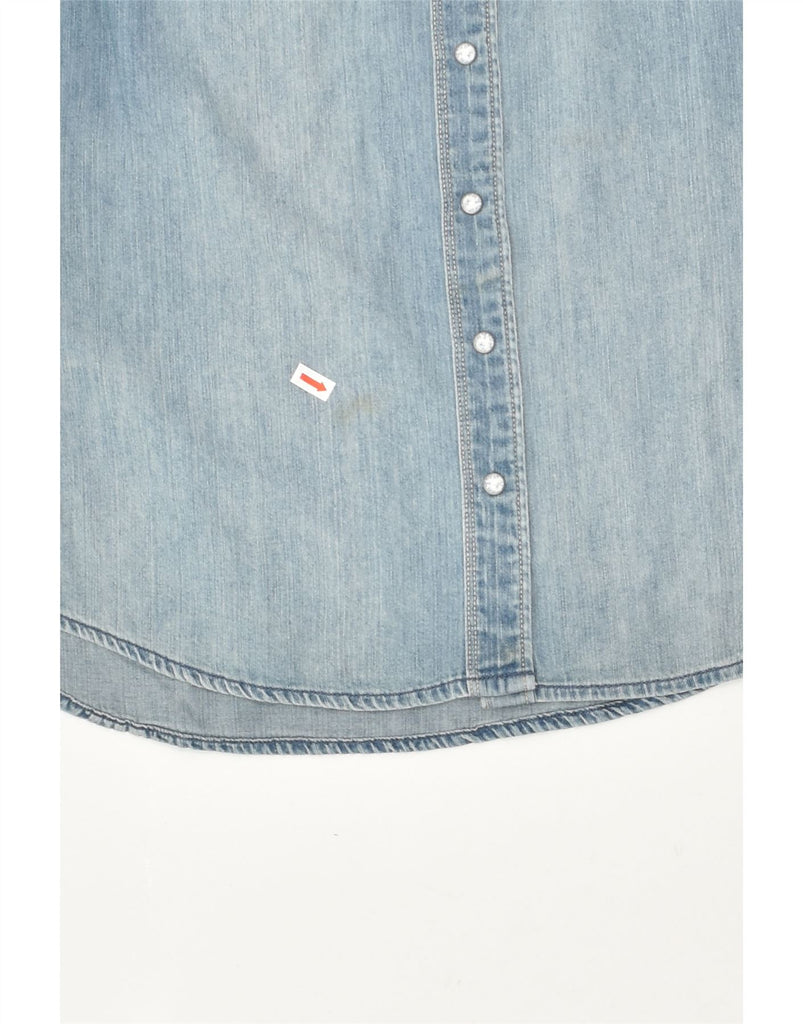 LEVI'S Womens Short Sleeve Denim Shirt UK 14 Medium Blue Cotton | Vintage Levi's | Thrift | Second-Hand Levi's | Used Clothing | Messina Hembry 