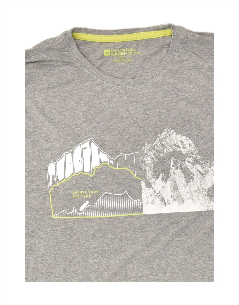 MOUNTAIN WAREHOUSE Mens Graphic T-Shirt Top XL Grey Cotton | Vintage Mountain Warehouse | Thrift | Second-Hand Mountain Warehouse | Used Clothing | Messina Hembry 