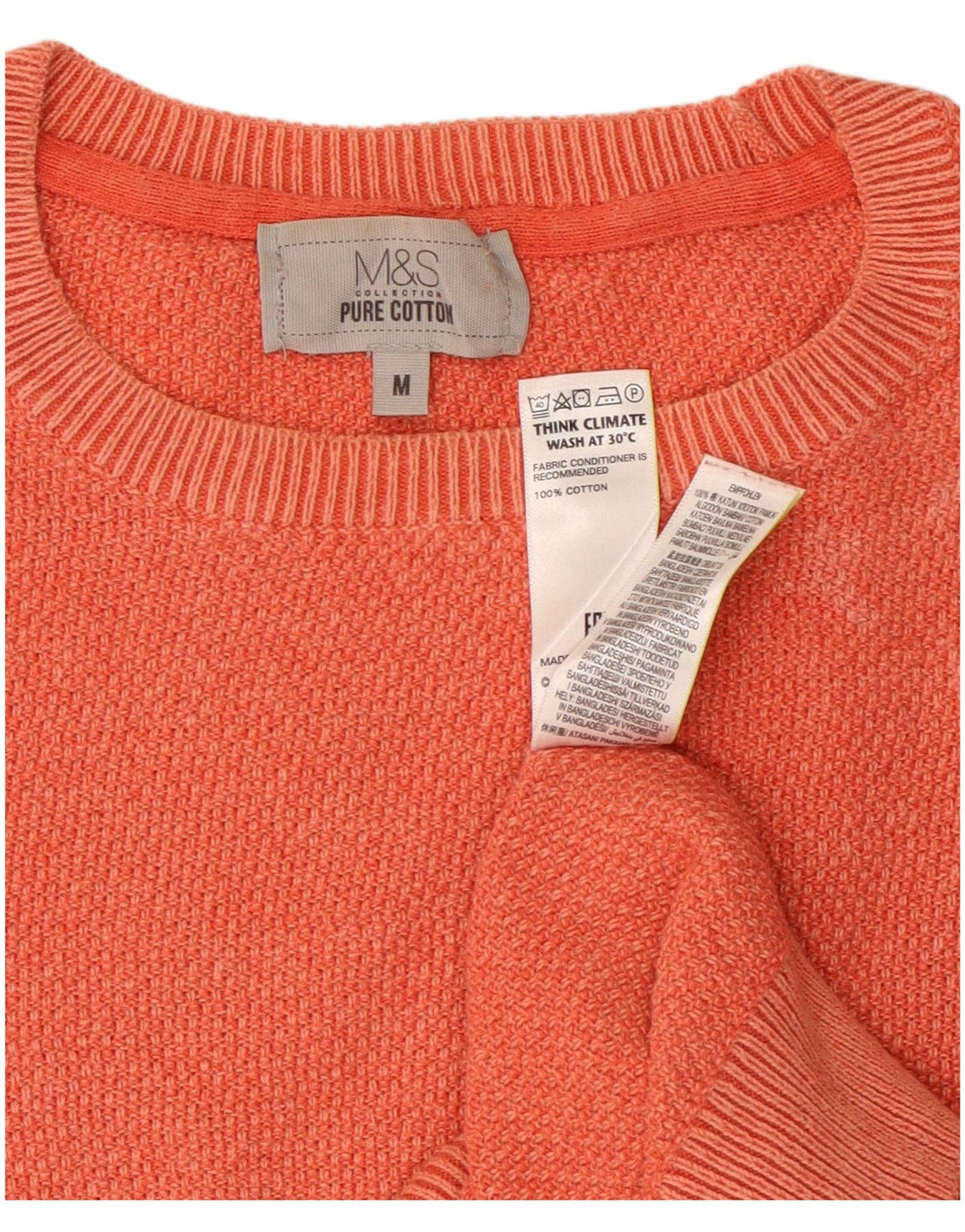 Marks & Spencer Mens Crew Neck Jumper Sweater Medium Orange Cotton