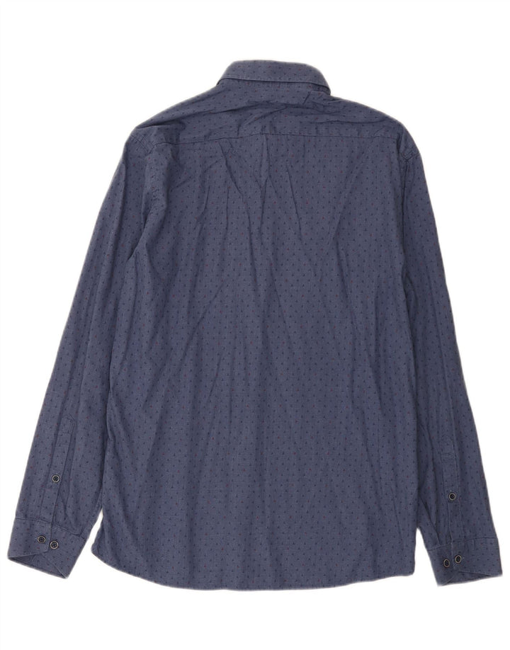 U.S. Polo Assn. Mens Slim Fit Shirt Medium Blue Spotted Cotton