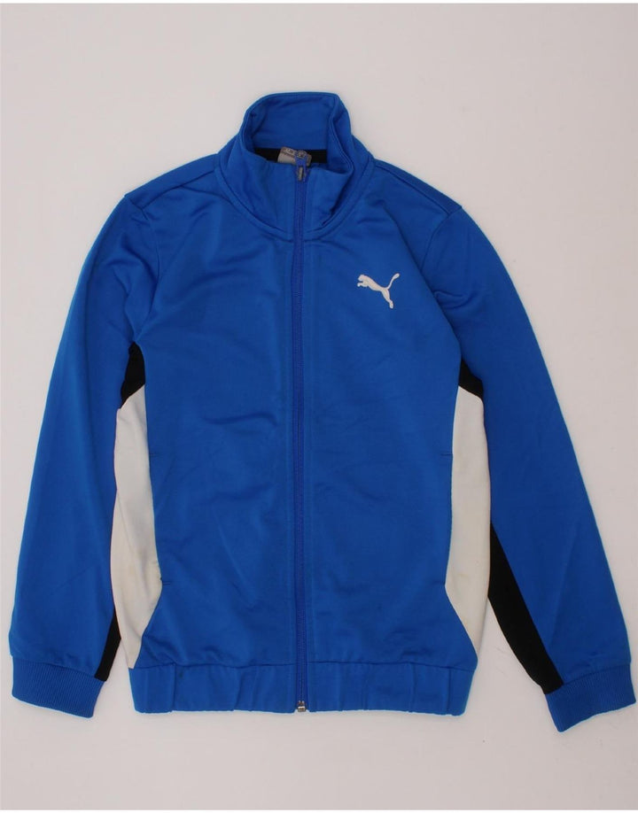PUMA Boys Tracksuit Top Jacket 7-8 Years Small Blue Colourblock Polyester Vintage Puma and Second-Hand Puma from Messina Hembry 