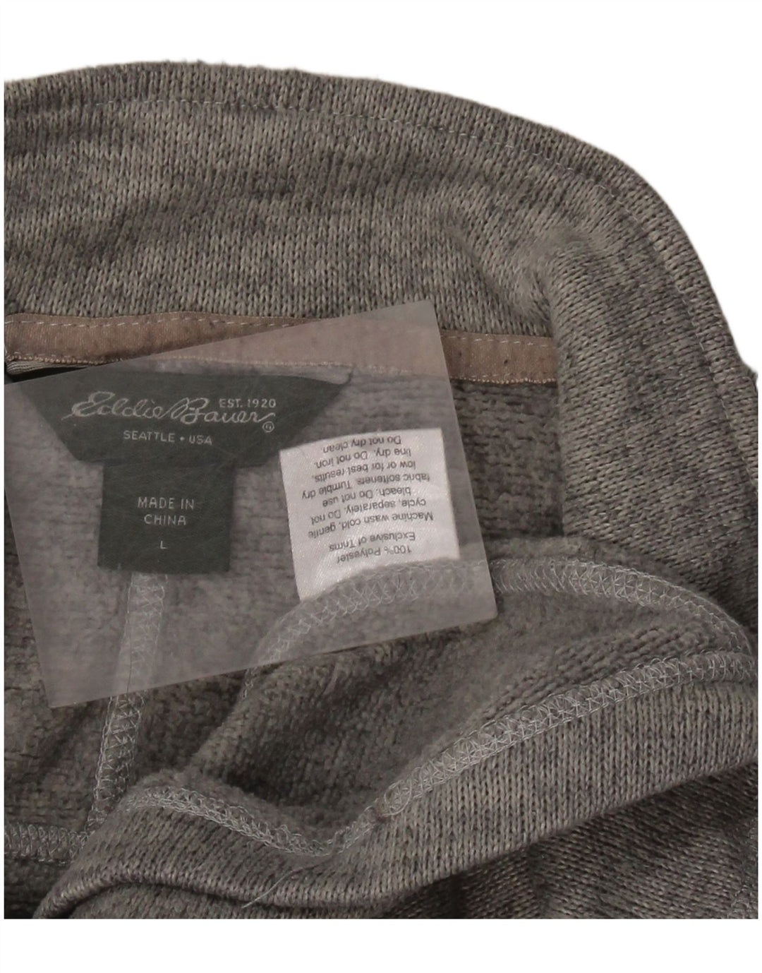 Eddie Bauer Mens Zip Neck Sweatshirt Jumper Large Grey Polyester