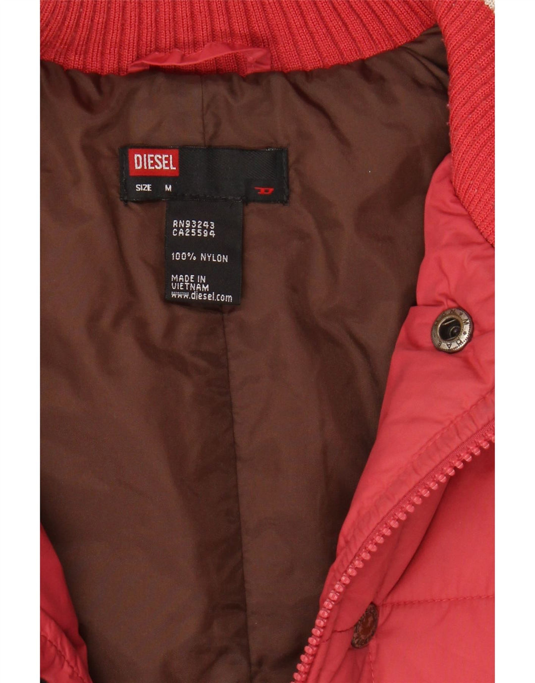 DIESEL Womens Hooded Padded Jacket UK 14 Medium Pink Nylon Vintage Diesel and Second-Hand Diesel from Messina Hembry 