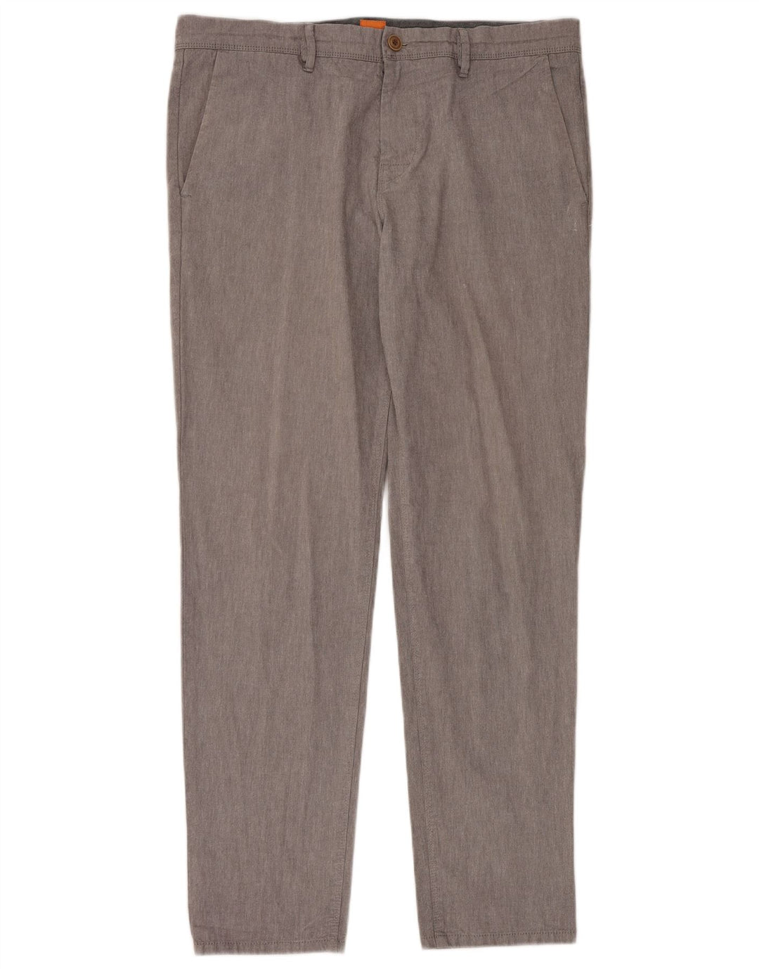 Hugo Boss Mens Slim Chino Trousers W36 L34 Grey Cotton