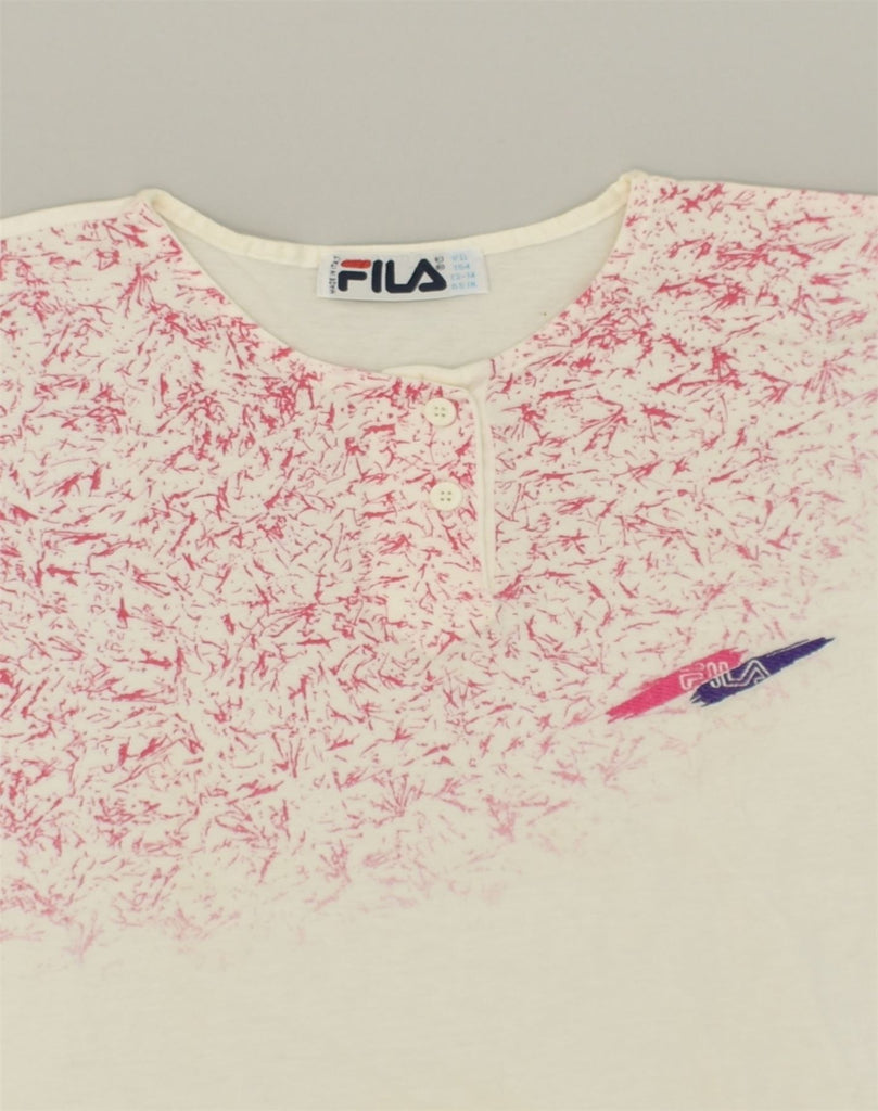 FILA Girls Graphic T-Shirt Top 13-14 Years White Cotton | Vintage Fila | Thrift | Second-Hand Fila | Used Clothing | Messina Hembry 