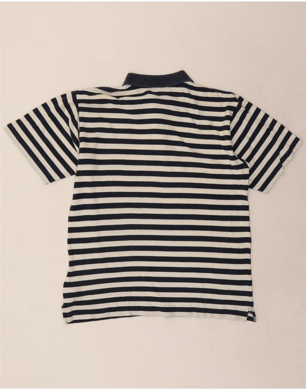 Champion Mens Polo Shirt Medium Navy Blue Striped Cotton