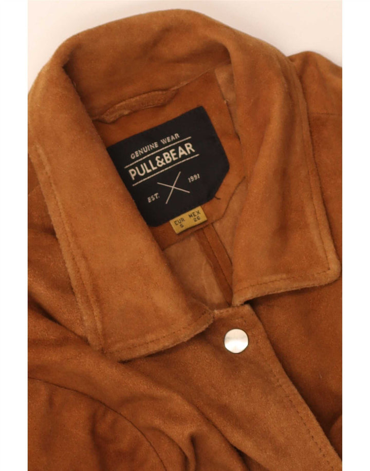 Pull & Bear Womens Suede Jacket UK 10 Small Beige