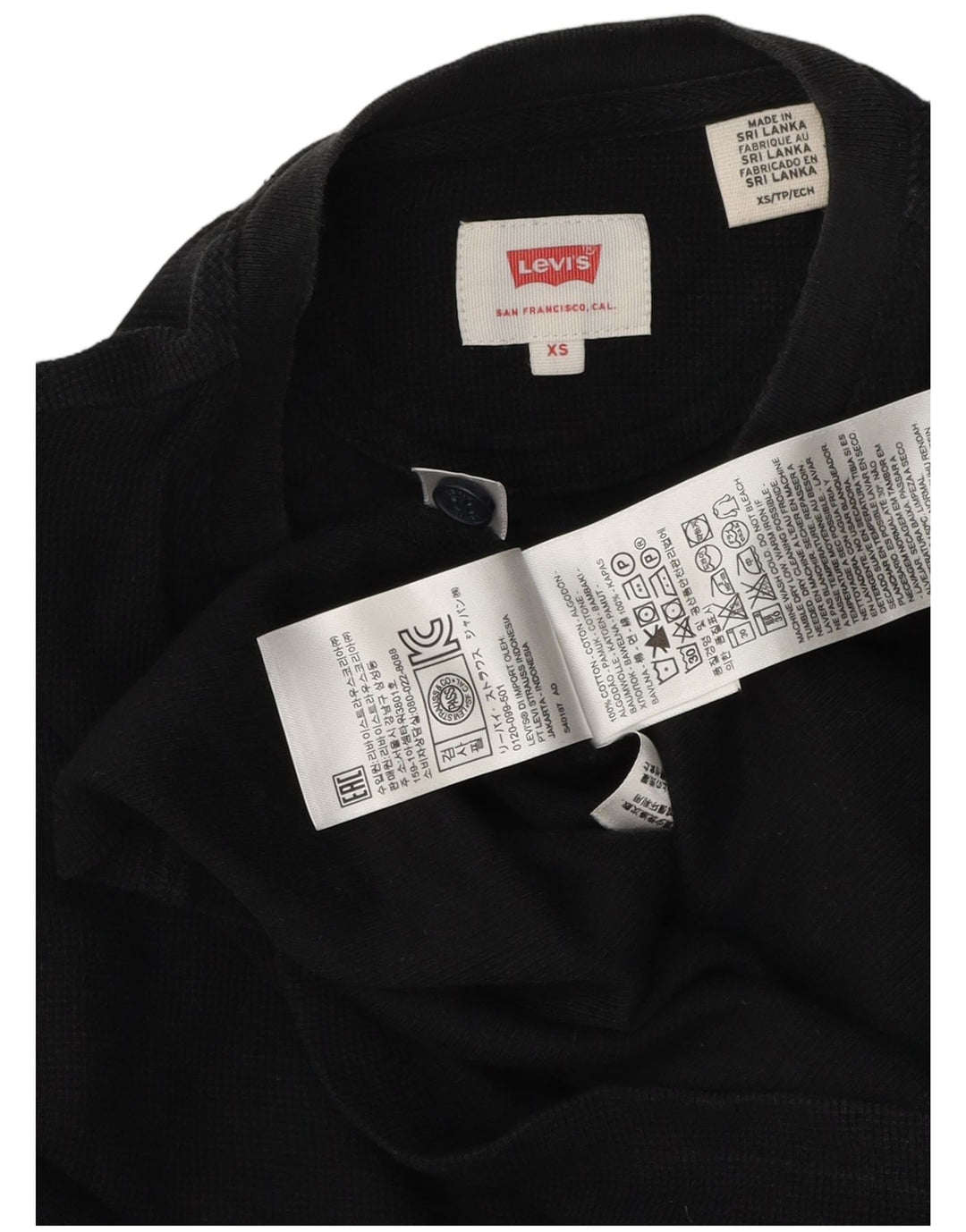 Levi's Mens Top Long Sleeve XS Black Cotton