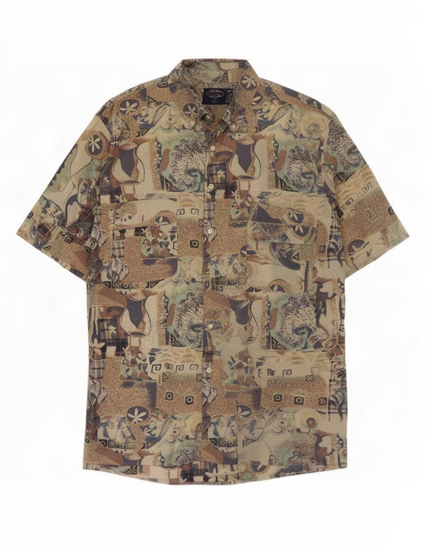 Vintage Mens Short Sleeve Shirt Large Multicoloured