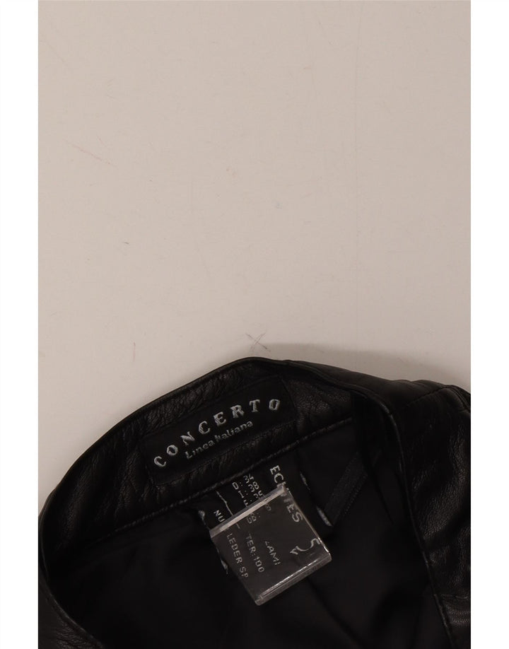 CONCERTO Womens Leather Skirt UK 8 Small W24  Black Leather