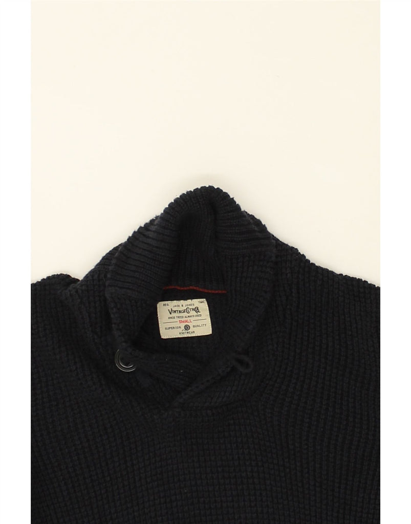 JACK & JONES Mens Shawl Neck Jumper Sweater Small Navy Blue Cotton | Vintage Jack & Jones | Thrift | Second-Hand Jack & Jones | Used Clothing | Messina Hembry 